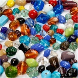 Glasperlen-Mix, Größe 7-18 mm, Lochgröße 1 mm, Sortierte Farben, 1000 g/ 1 Pck