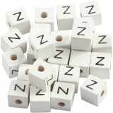 Buchstaben-Perle, Z, Größe 8x8 mm, Lochgröße 3 mm, Weiß, 1x25Stk/ 1 Pck