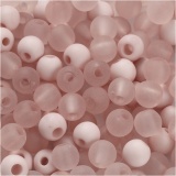 Kunststoffperlen, D 6 mm, Lochgröße 2 mm, Rosa, 40g/ 1 Pck