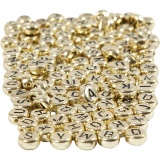 Buchstaben-Perlen, D 7 mm, Lochgröße 1 mm, Gold, 1x165g/ 1 Pck