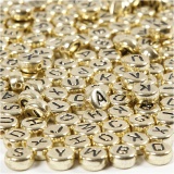 Buchstaben-Perlen, D 7 mm, Lochgröße 1,2 mm, Gold, 1x21g/ 1 Pck