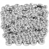 Buchstaben-Perlen, D 7 mm, Lochgröße 1,2 mm, Silber, 1x165g/ 1 Pck